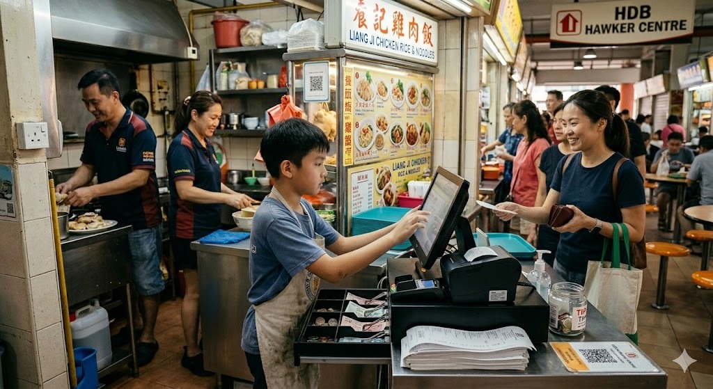 Helping at the Hawker Stall — PSLE oral stimulus picture