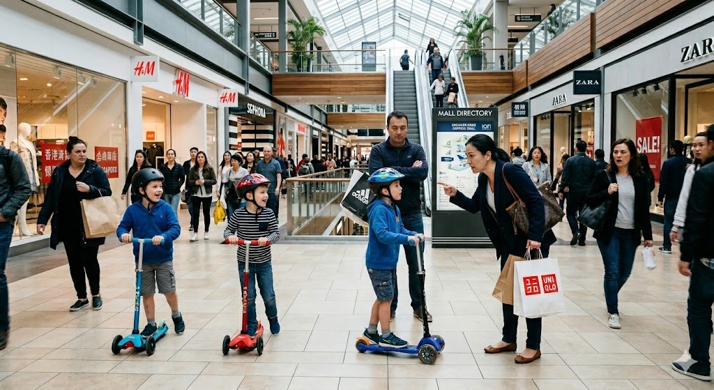 Scooter At The Mall — PSLE oral stimulus picture