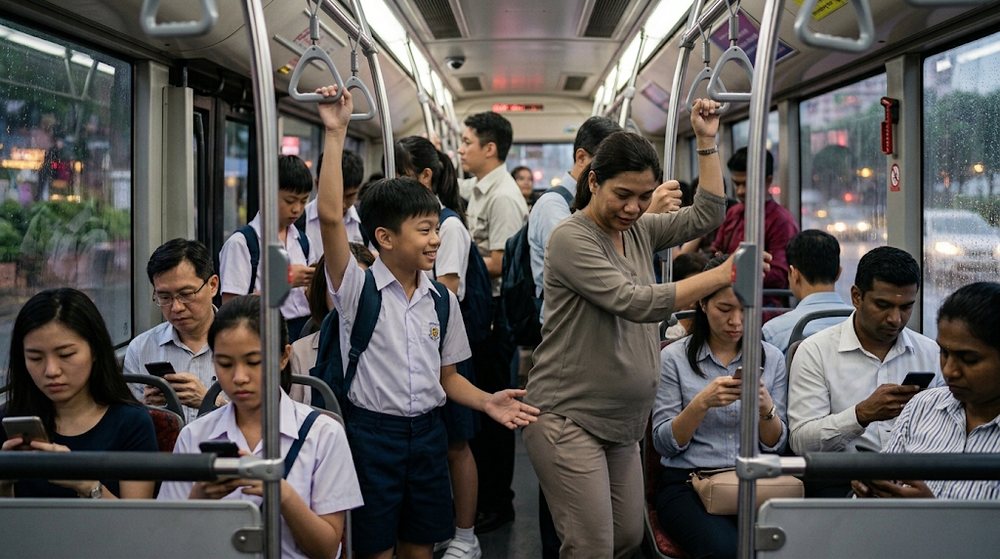 Babak 2: Seorang murid lelaki yang sedang duduk mengangkat kepala dan ternampak wanita itu.