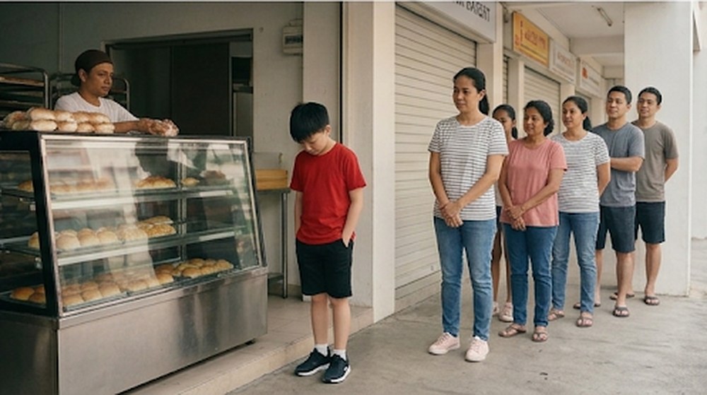 Babak 3: Budak lelaki itu keluar dari barisan dan pergi ke belakang.