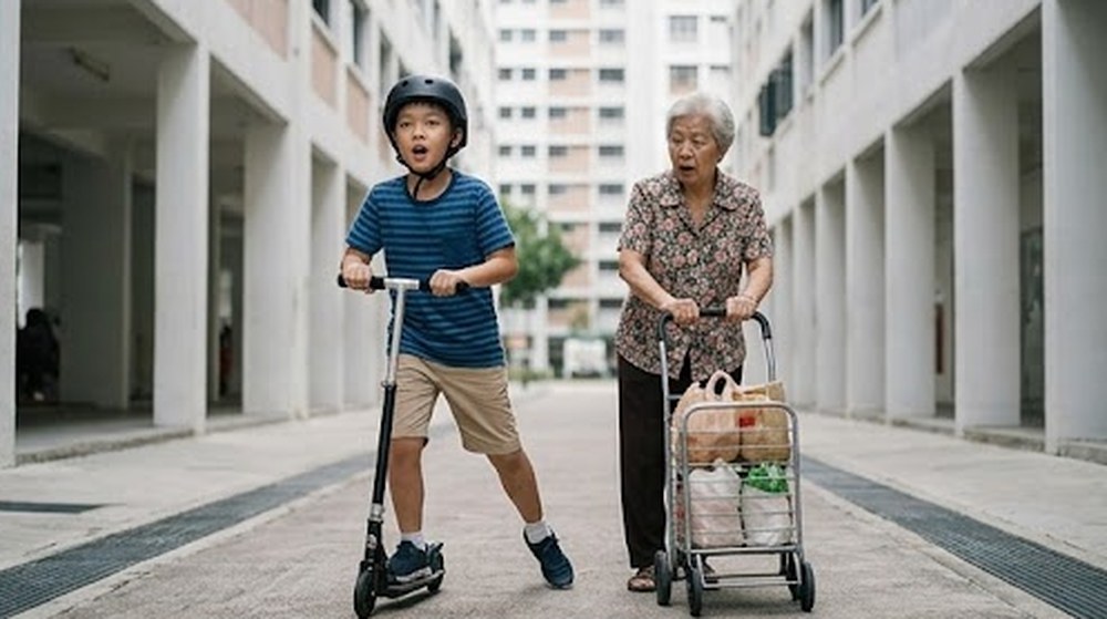 Babak 2: Dia berhenti tepat pada masanya apabila ternampak nenek itu.